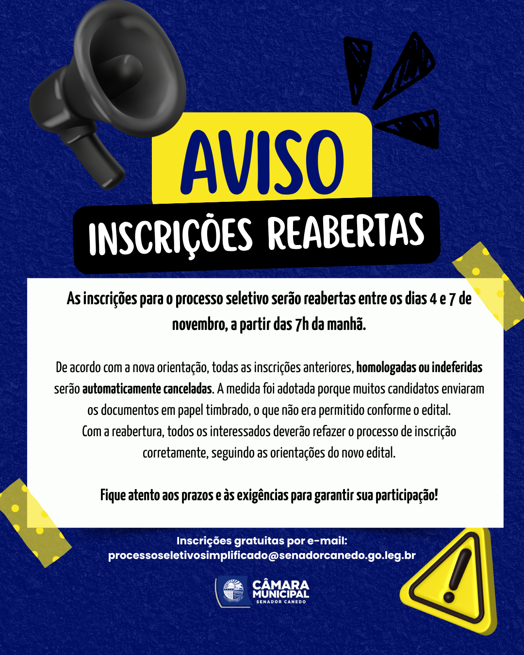 Reabertura das Inscrições para Processo Seletivo com Novas Orientações